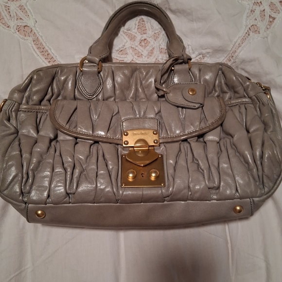 ❤Miu Miu Matelasse Lux Leather Bauletto Bowler Bag in Grey - Picture 11 of 12